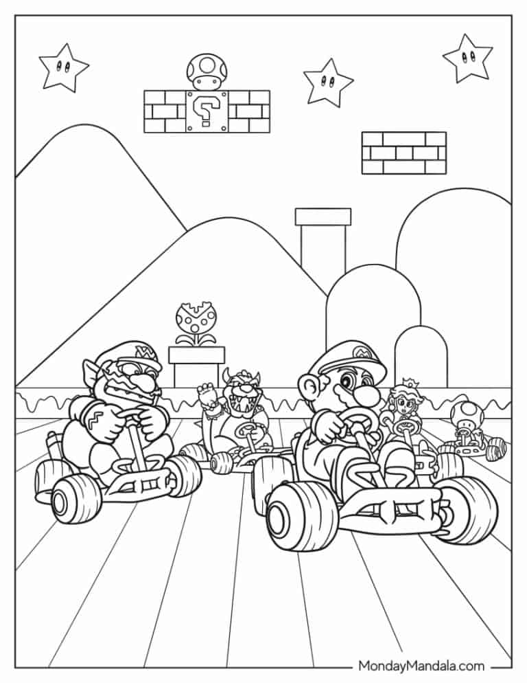 34 Mario Kart Coloring Pages Free PDF Printables 