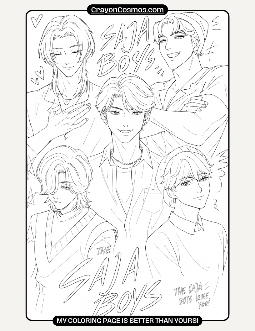 35 Saja Boys Coloring Pages For Adults And Teens K Pop Demon Hunters 35 Saja Boys Coloring Pages For Adults And Teens K Pop Demon Hunters