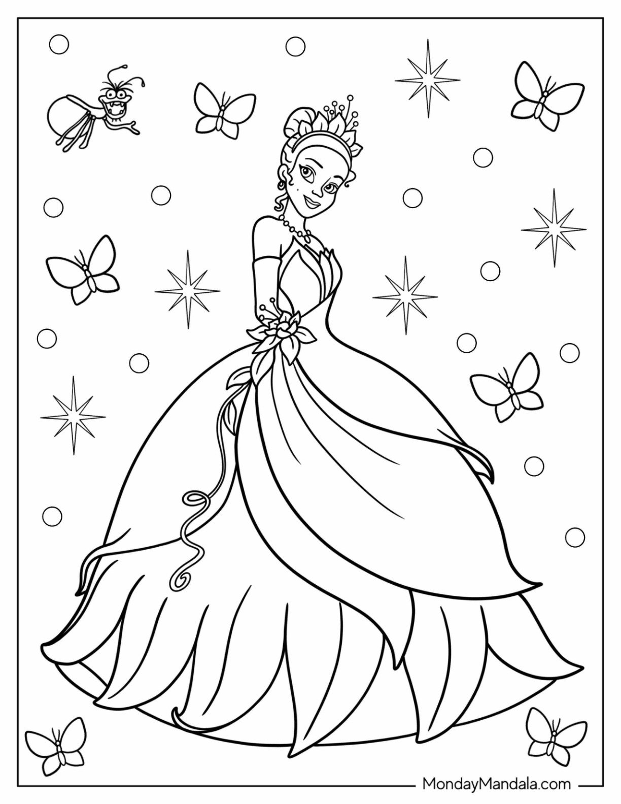 tiana coloring page