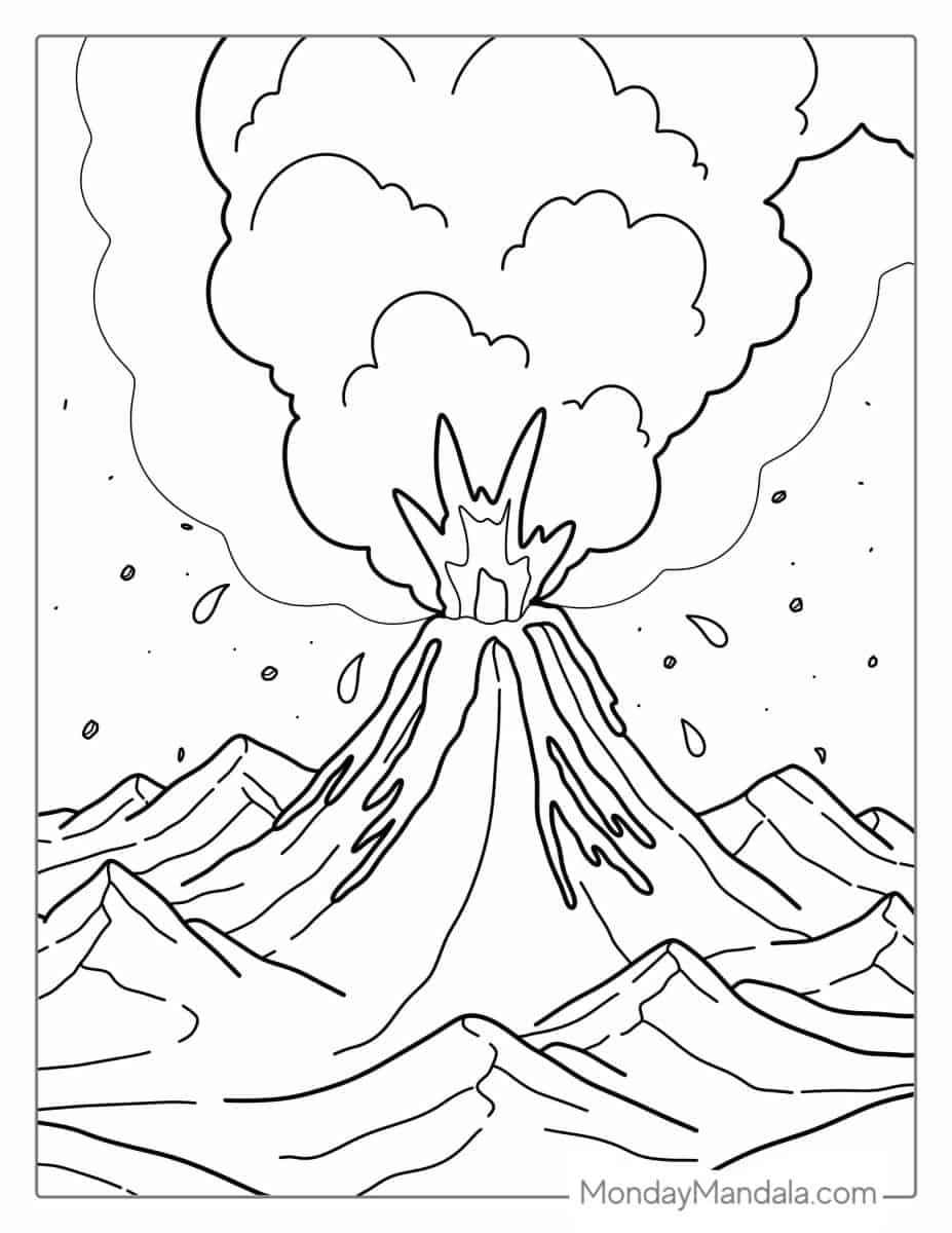 volcano coloring pages
