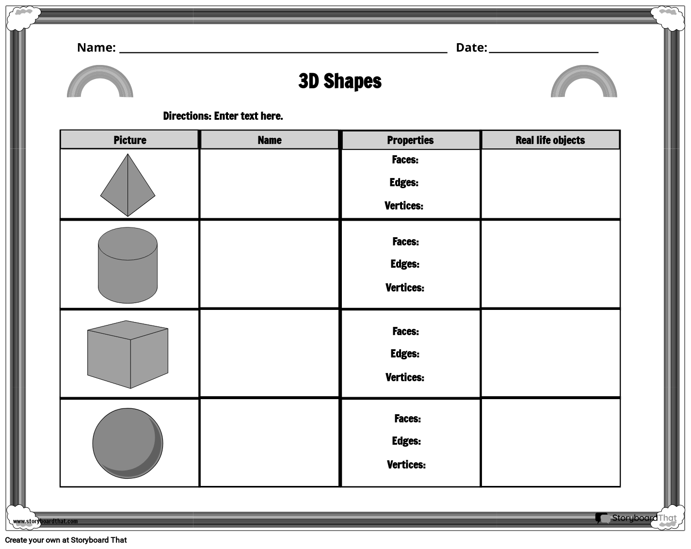 3D Shapes Worksheets Free Printable From Storyboard That 3D Shapes Worksheets Free Printable From Storyboard That