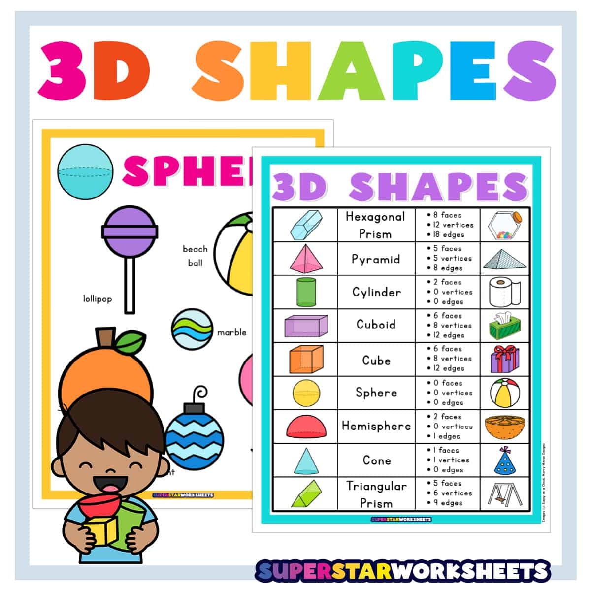 3d dimensional shapes worksheets