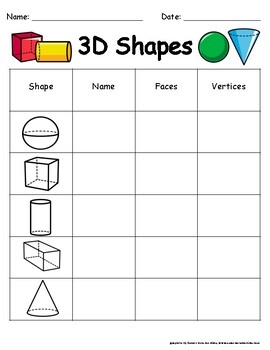 worksheet for 3d shapes worksheet for 3d shapes