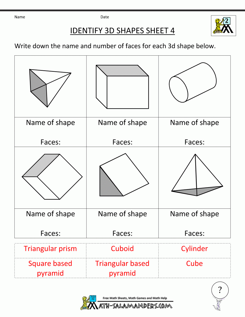 3d Shapes Worksheets 3d Shapes Worksheets
