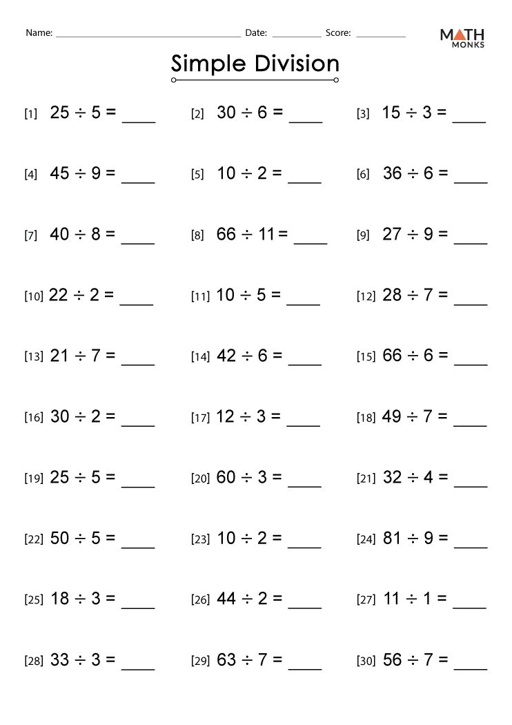 3rd grade division worksheets