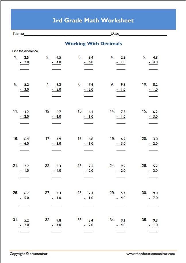 3rd grade math worksheets