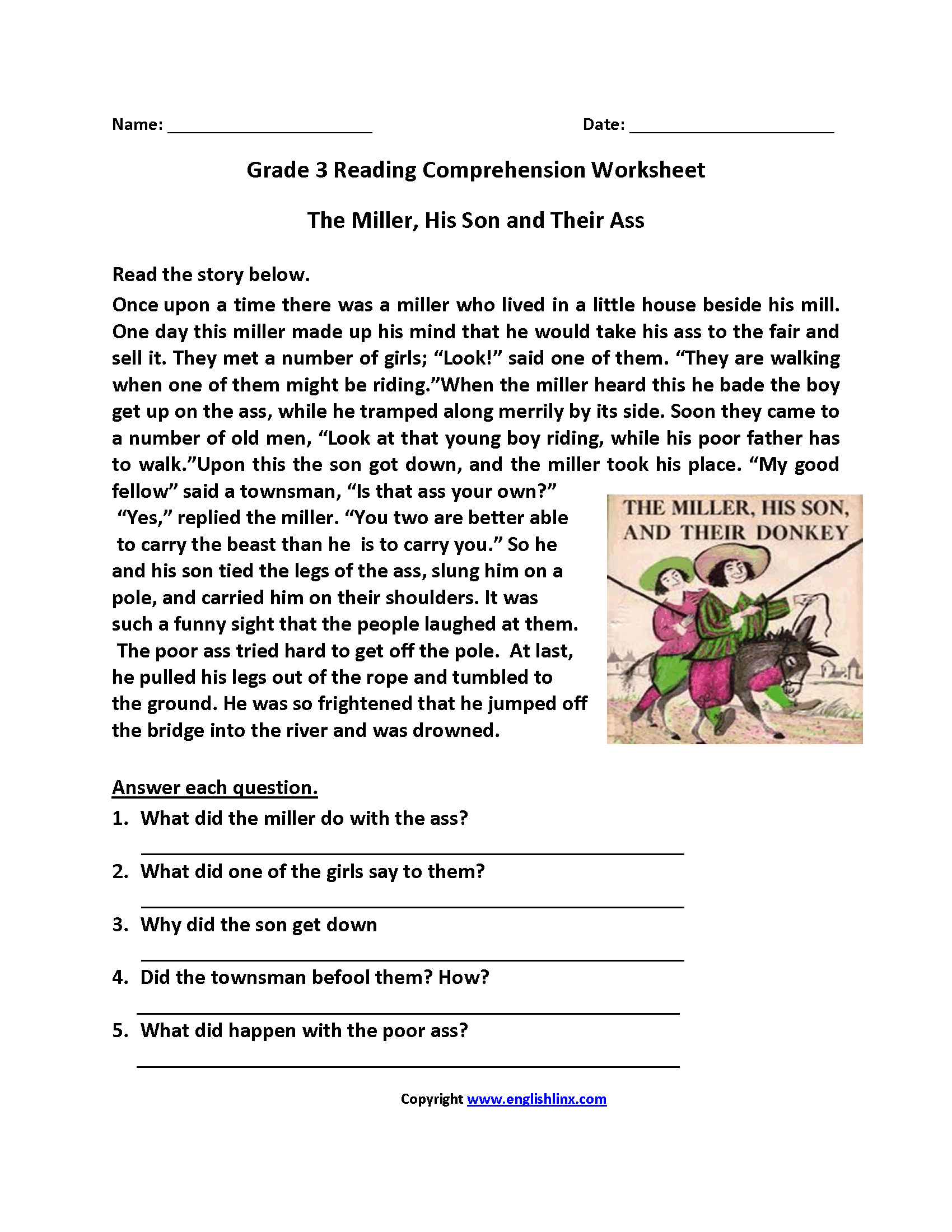 3rd Reading Comprehension Worksheets Reading Comprehension Worksheets