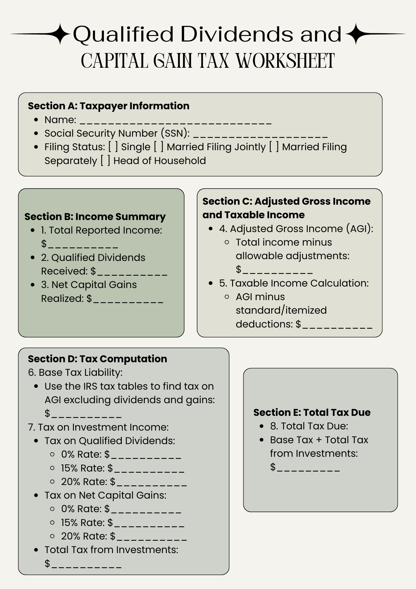 40 Free Printable Qualified Dividends And Capital Gain Tax Worksheet 40 Free Printable Qualified Dividends And Capital Gain Tax Worksheet