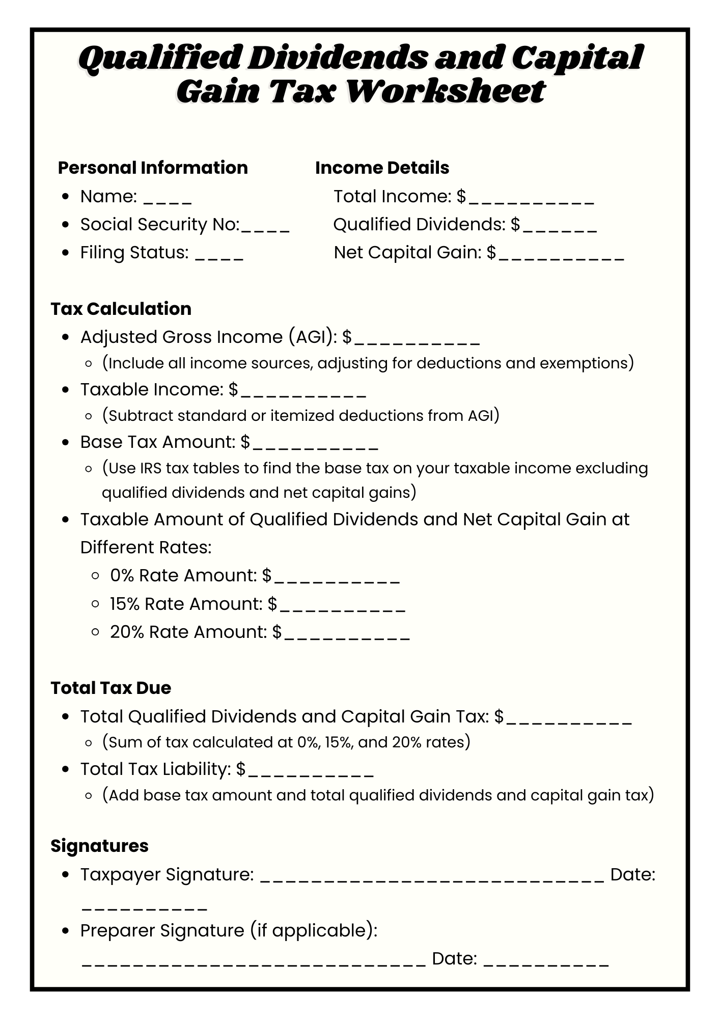40 Free Printable Qualified Dividends And Capital Gain Tax Worksheet 40 Free Printable Qualified Dividends And Capital Gain Tax Worksheet