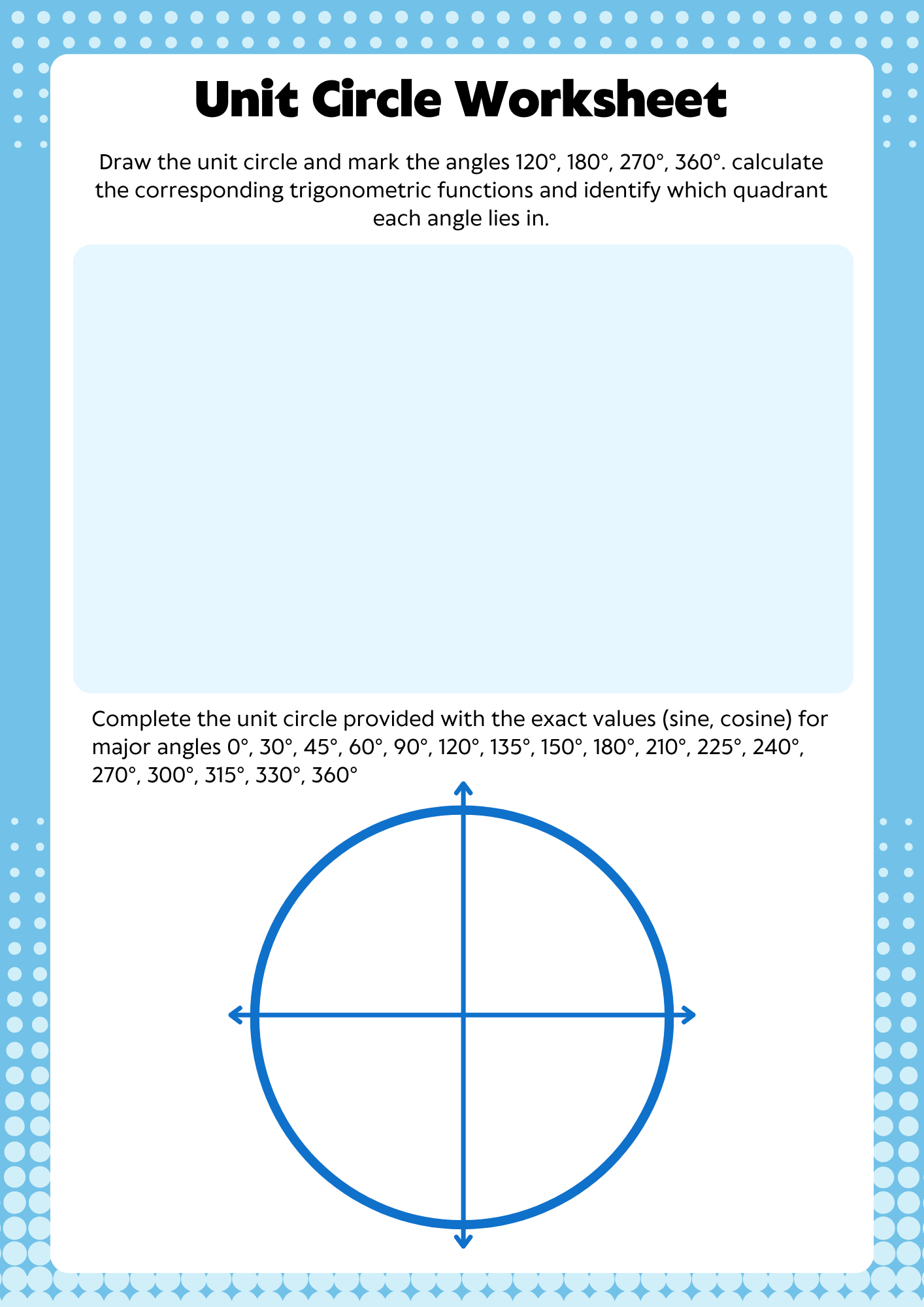 40 Free Printable Unit Circle Worksheet To Download In PDF 40 Free Printable Unit Circle Worksheet To Download In PDF