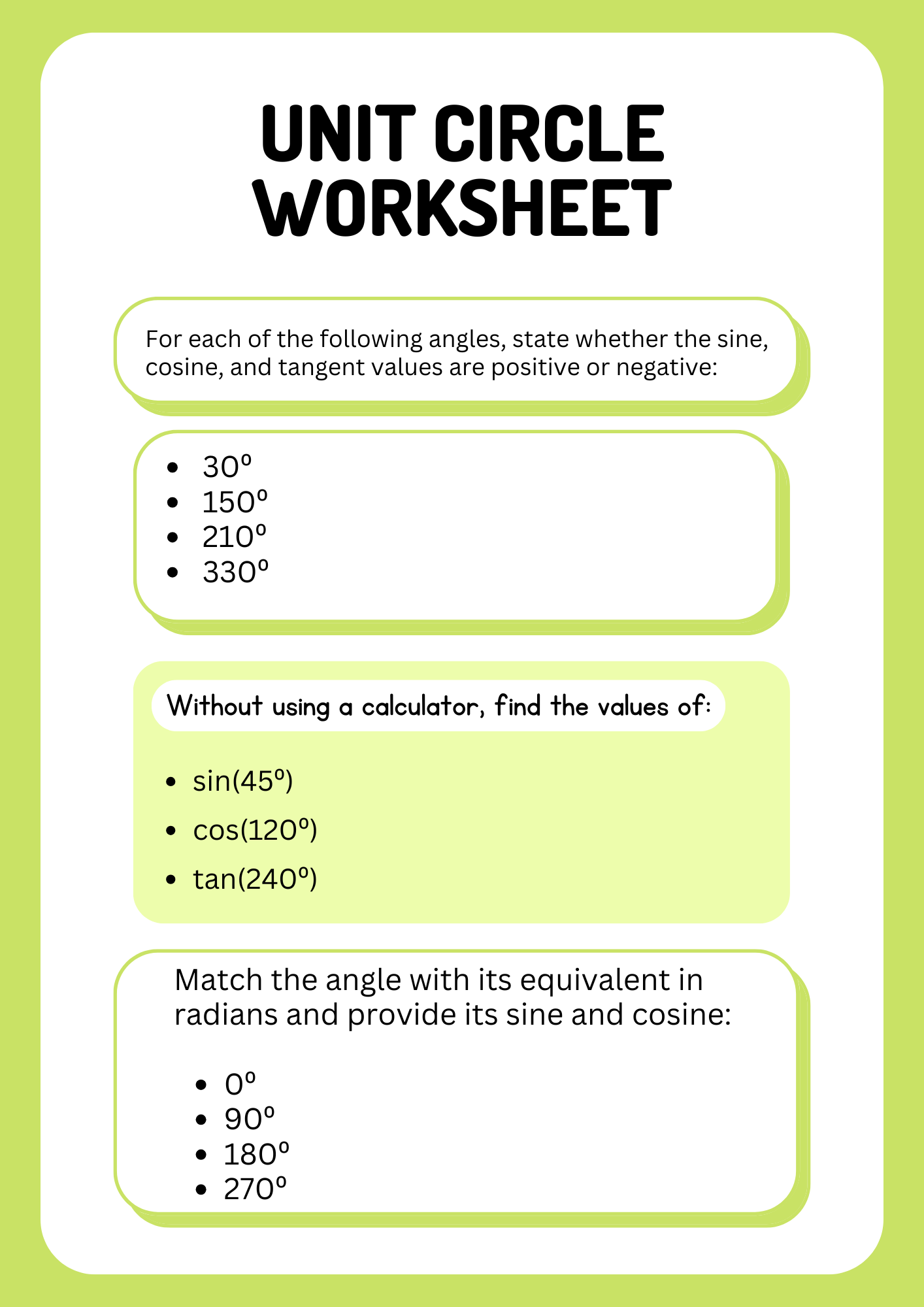40 Free Printable Unit Circle Worksheet To Download In PDF 40 Free Printable Unit Circle Worksheet To Download In PDF