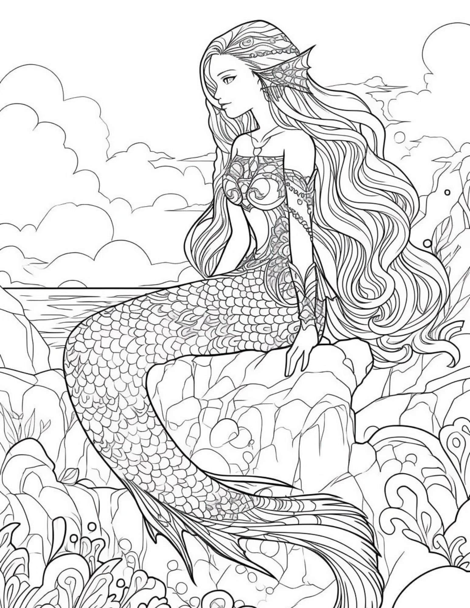 44 Mermaid Coloring Pages For Kids And Adults Our Mindful Life