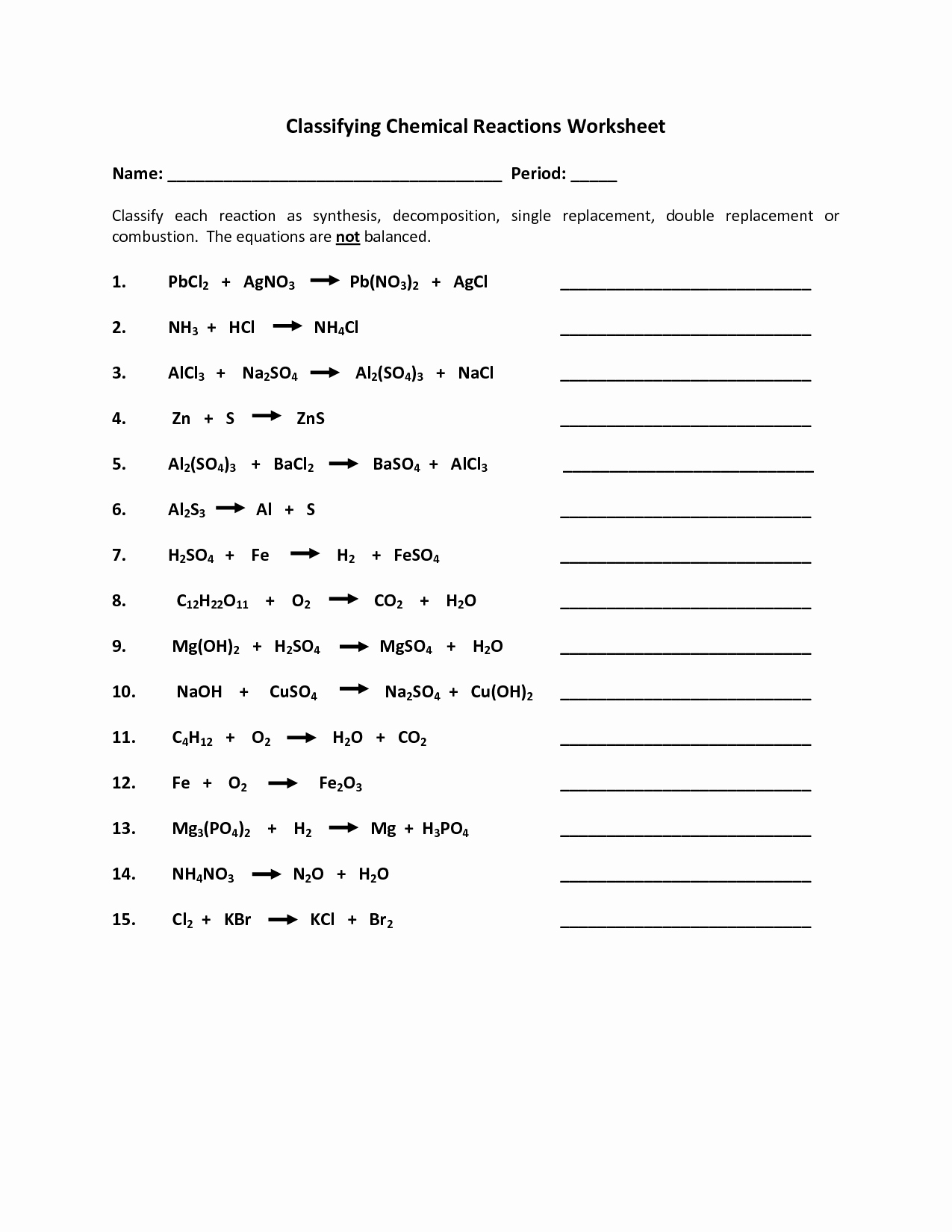 47 Types Of Chemical Reactions Worksheet Chessmuseum Template Library