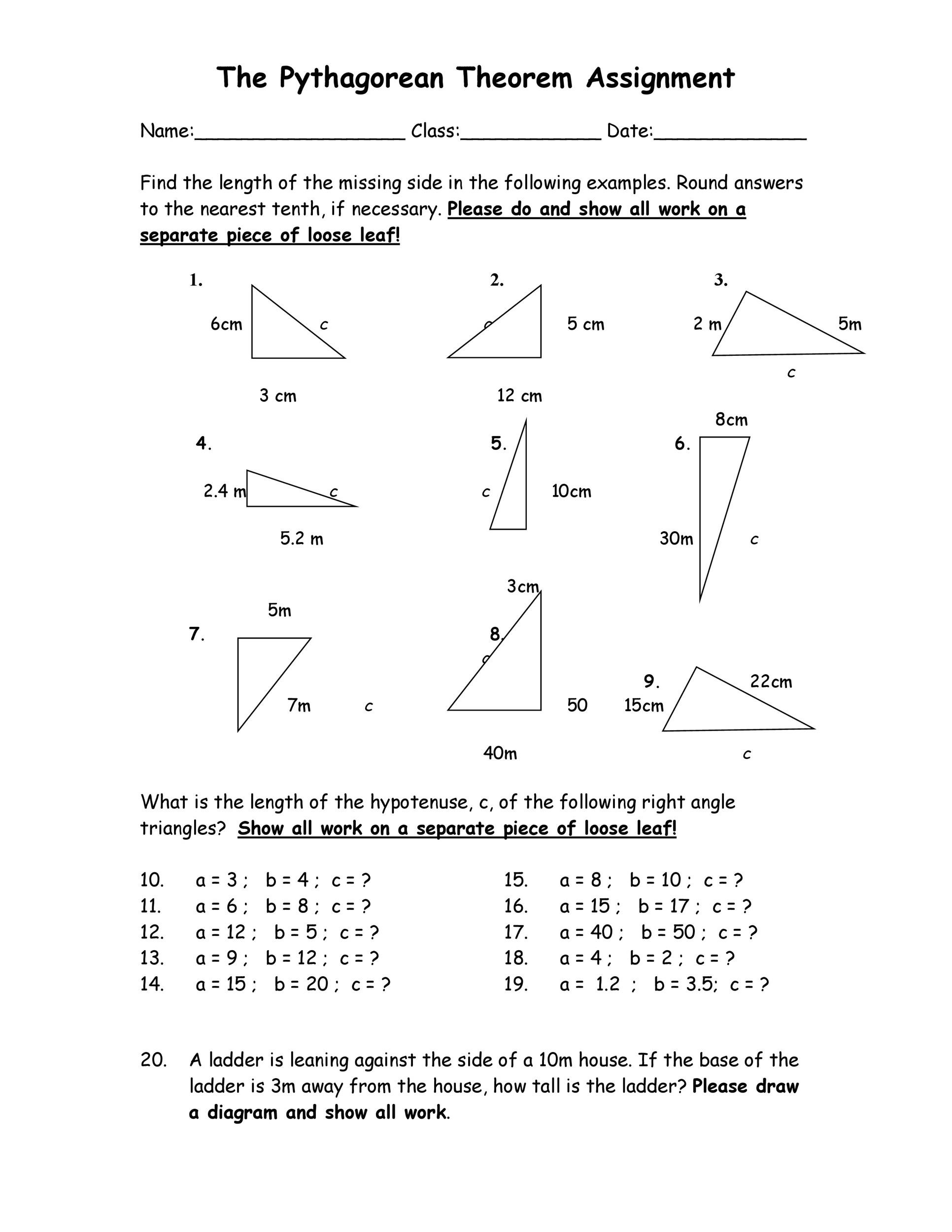 48 Pythagorean Theorem Worksheet With Answers Word PDF 