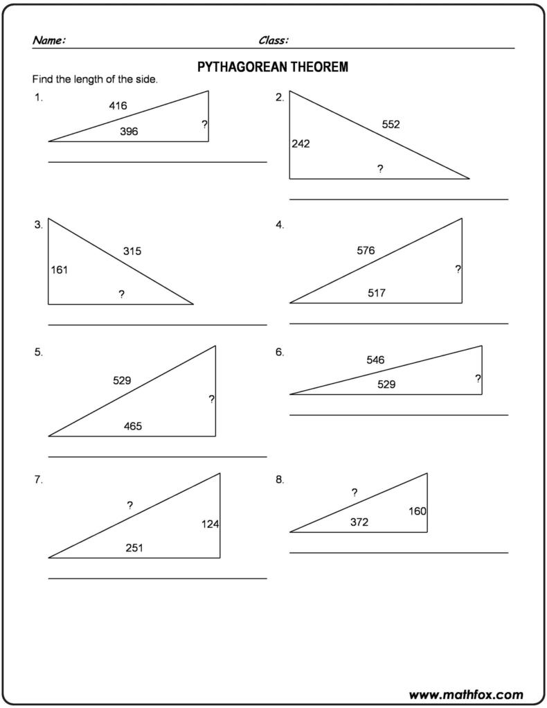 pythagorean theorem worksheet