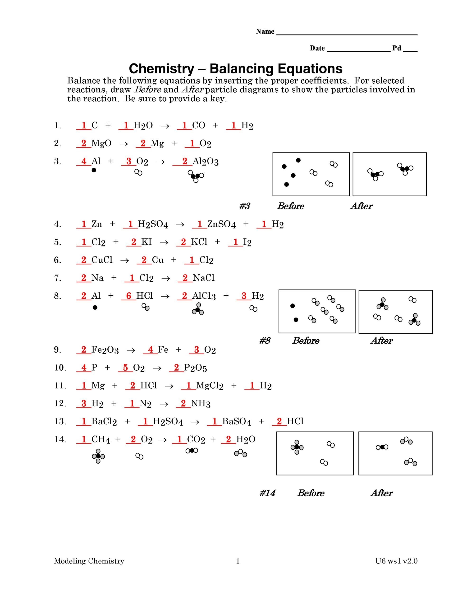 49 Balancing Chemical Equations Worksheets with Answers Worksheets 
