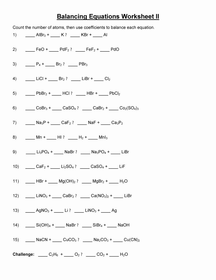 balancing equation worksheet balancing equation worksheet