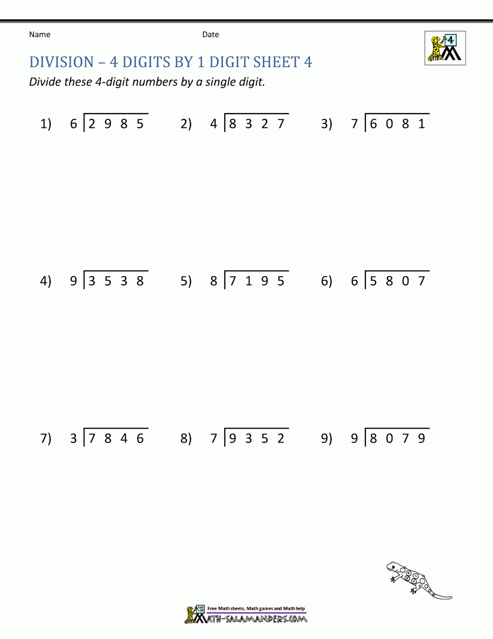 4th Grade Long Division Worksheets Worksheets Library