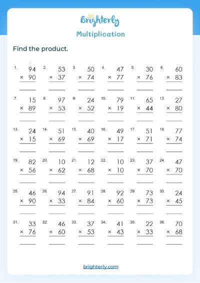 4th Grade Multiplication Worksheets Free Printable Worksheets 