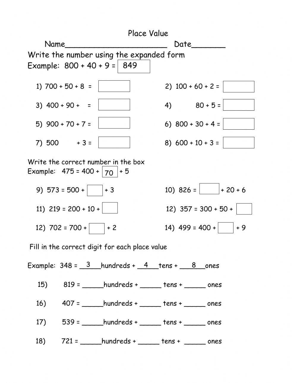 4th Grade Place Value Worksheets 4th Grade Place Value Worksheets