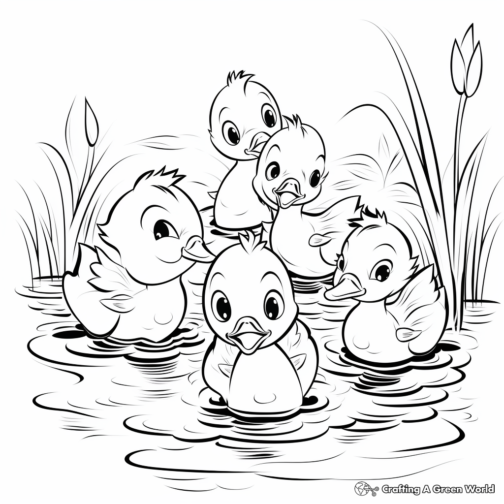 5 Little Ducks Coloring Pages Free Printable 