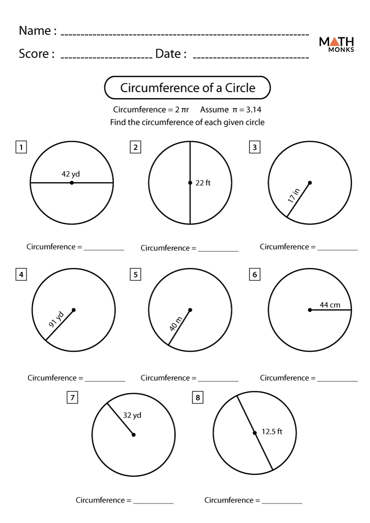 50 Area And Circumference Of A Circle Worksheets For 3rd Class On 