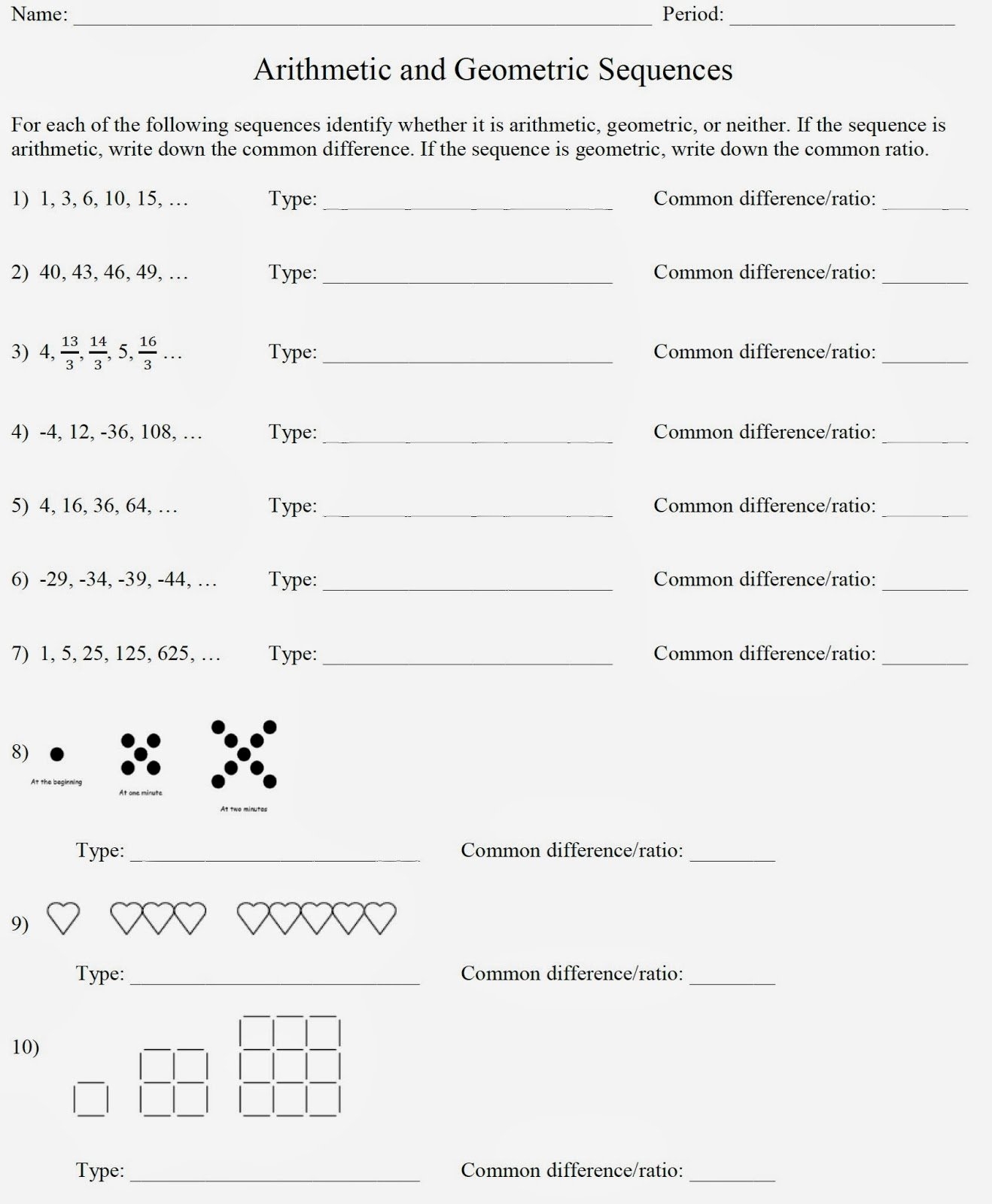 50 Arithmetic And Geometric Sequences Worksheet Chessmuseum Template 