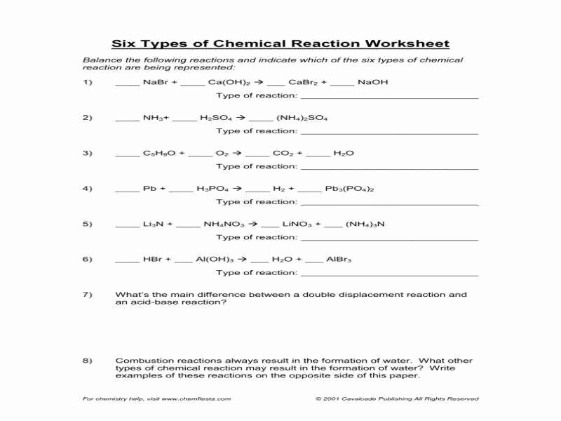50 Chemical Reactions Types Worksheet Chessmuseum Template Library 50 Chemical Reactions Types Worksheet Chessmuseum Template Library