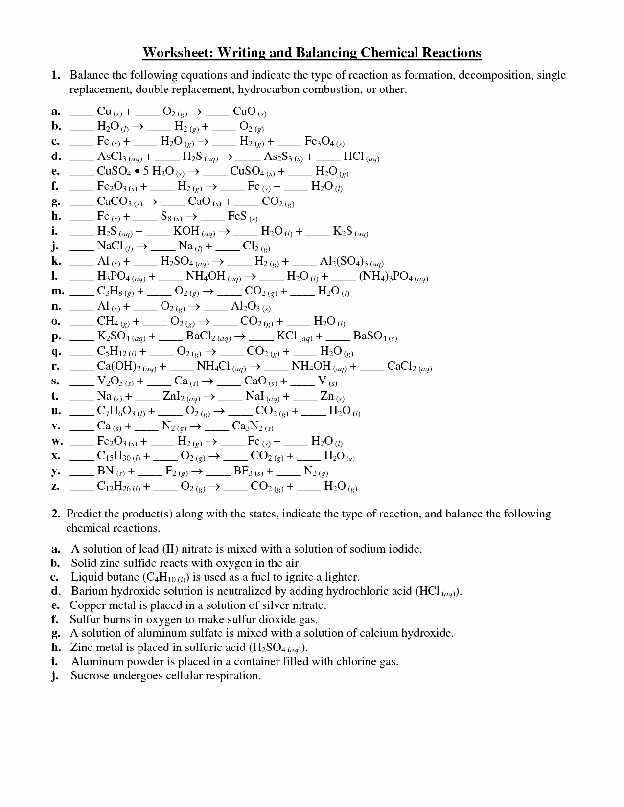 50 Chemical Reactions Types Worksheet Chessmuseum Template Library 50 Chemical Reactions Types Worksheet Chessmuseum Template Library