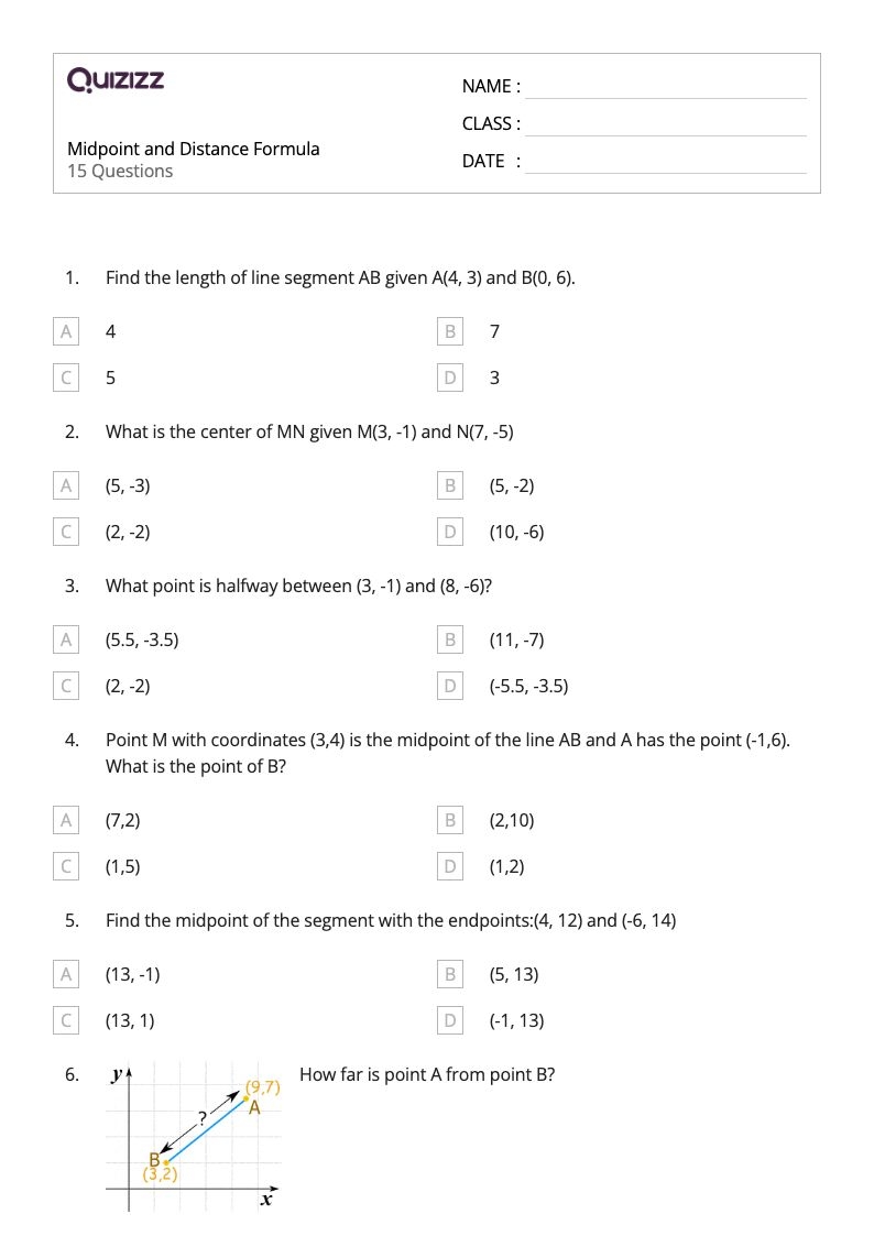 distance formula worksheet distance formula worksheet