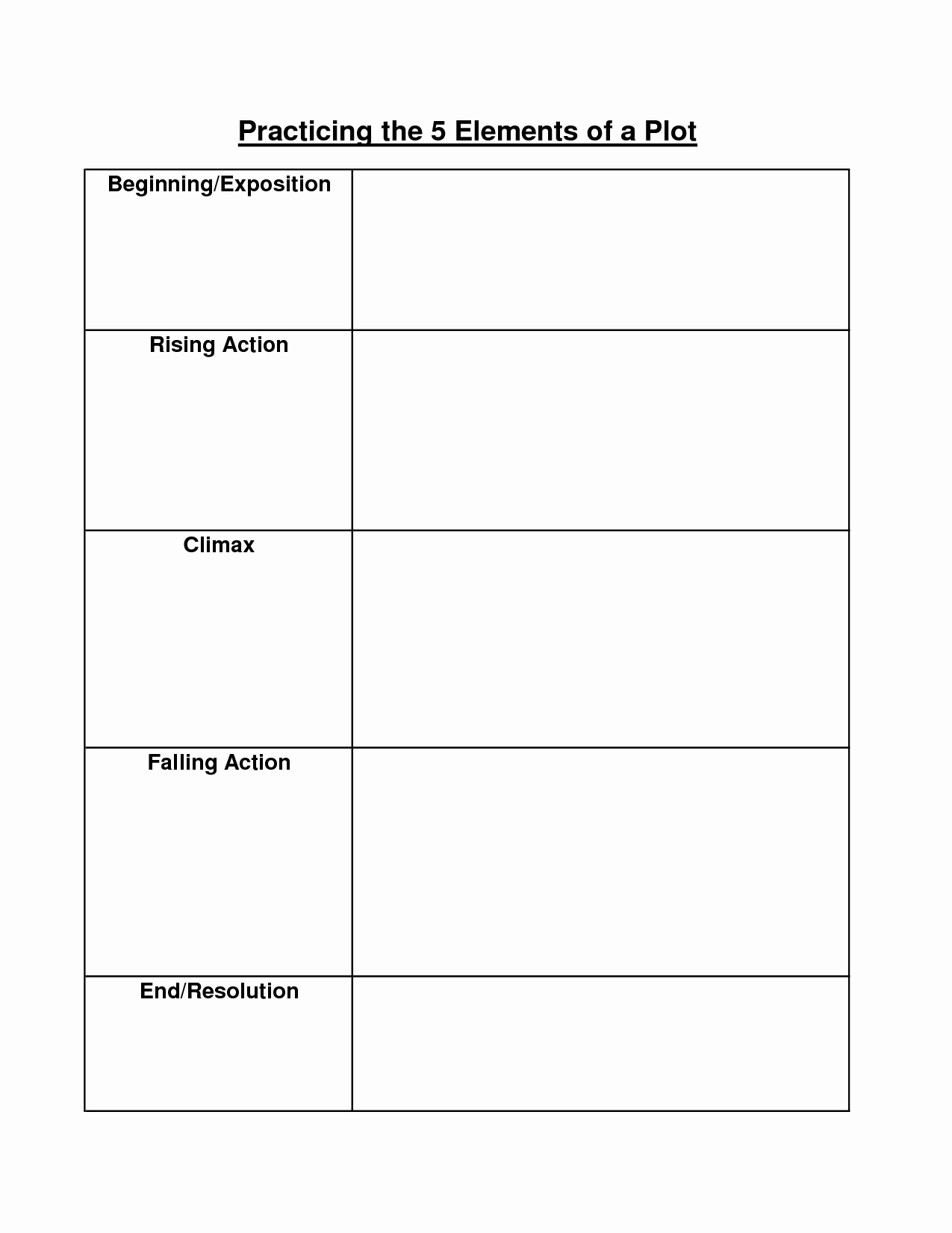 50 Elements Of A Story Worksheet