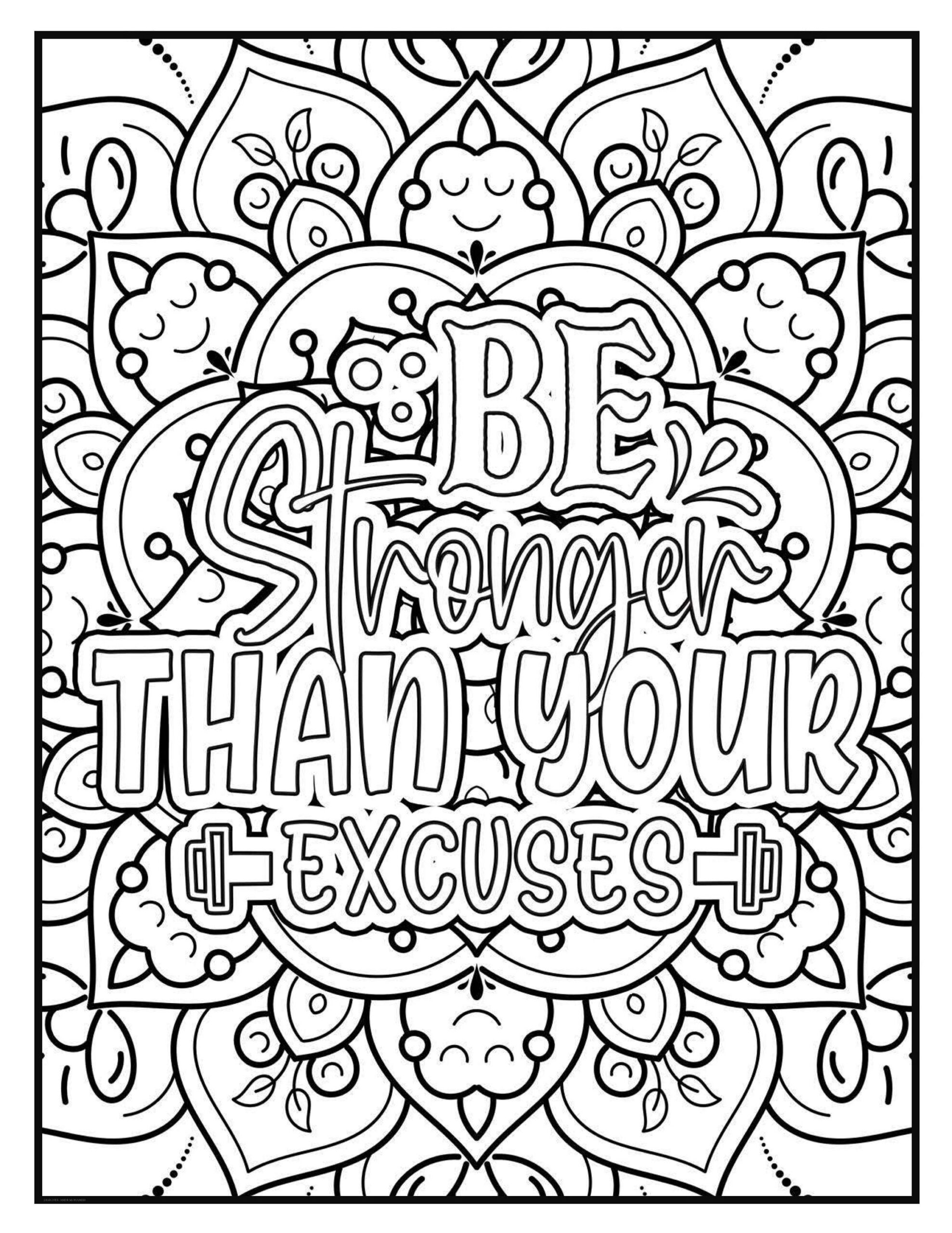 50 Motivational Quote Coloring Pages For Mental Health And Etsy