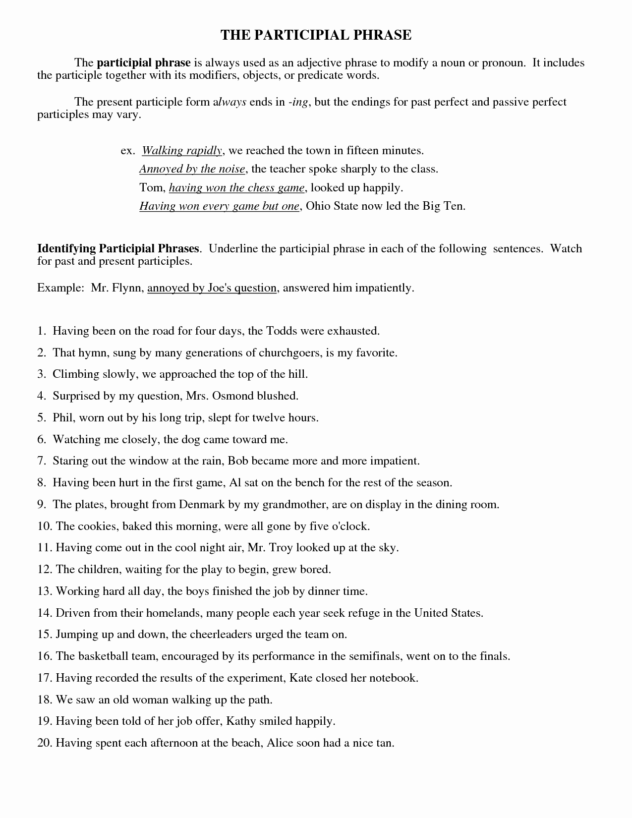 50 Prepositional Phrase Worksheet With Answers