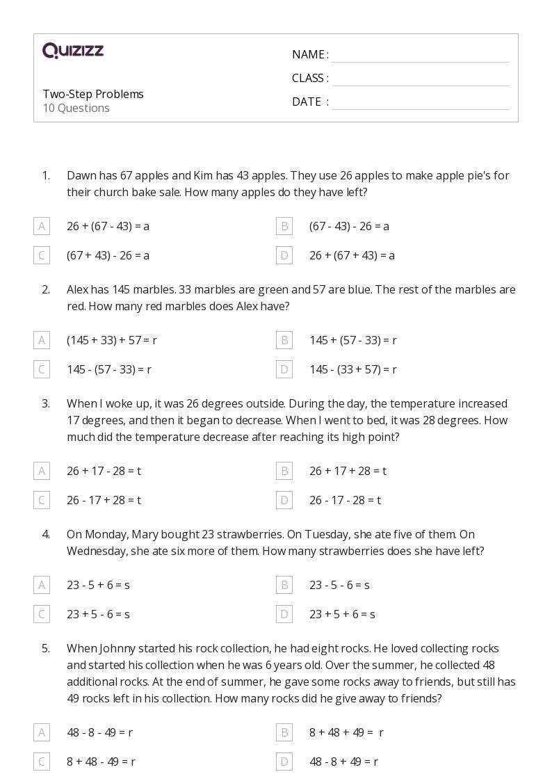 two step inequalities worksheet