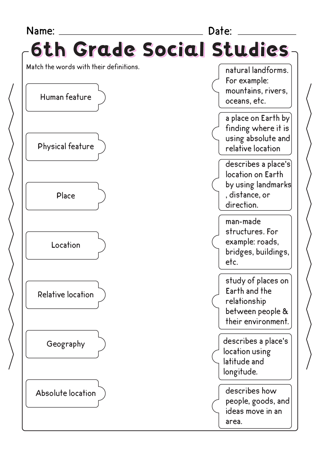 5th Grade Social Studies Worksheets