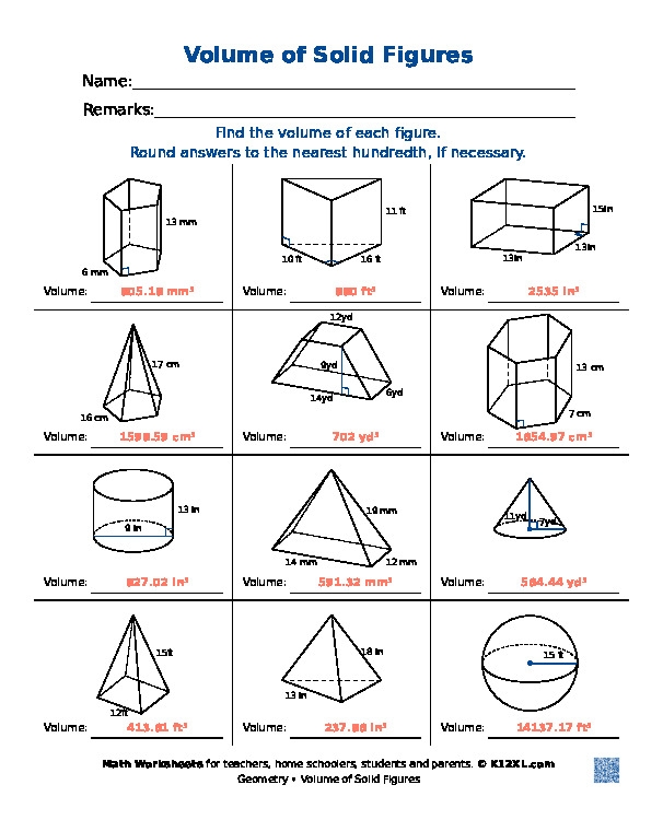 5th Grade Volume Worksheets