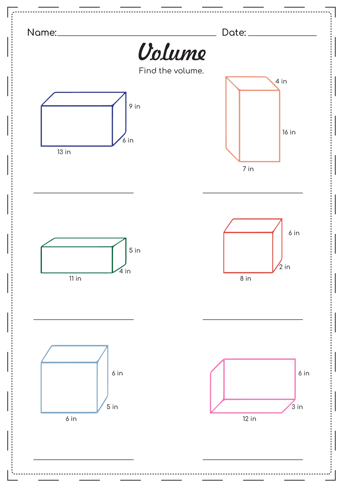 5th Grade Volume Worksheets