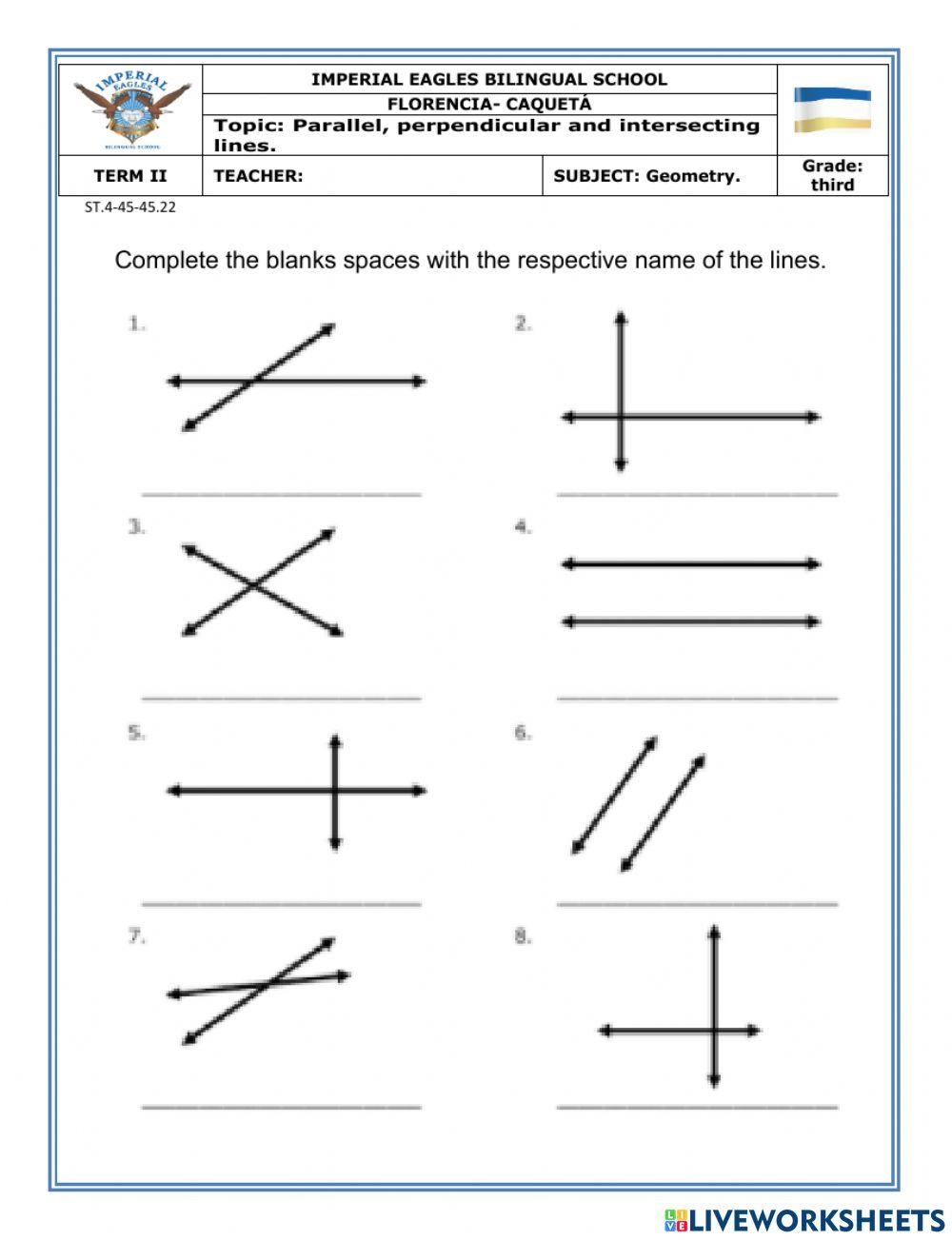 parallel & perpendicular lines worksheet
