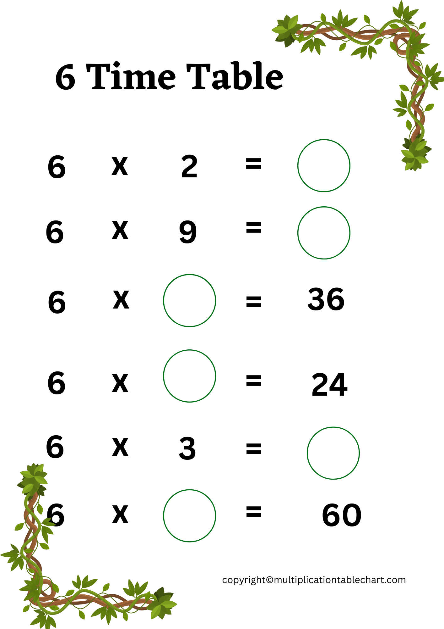 6 Times Table Worksheet 6 Multiplication Table Free PDF