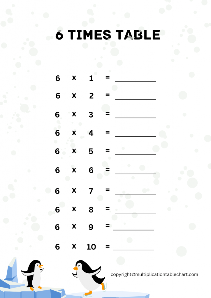 6 Times Table Worksheet 6 Multiplication Table Free PDF