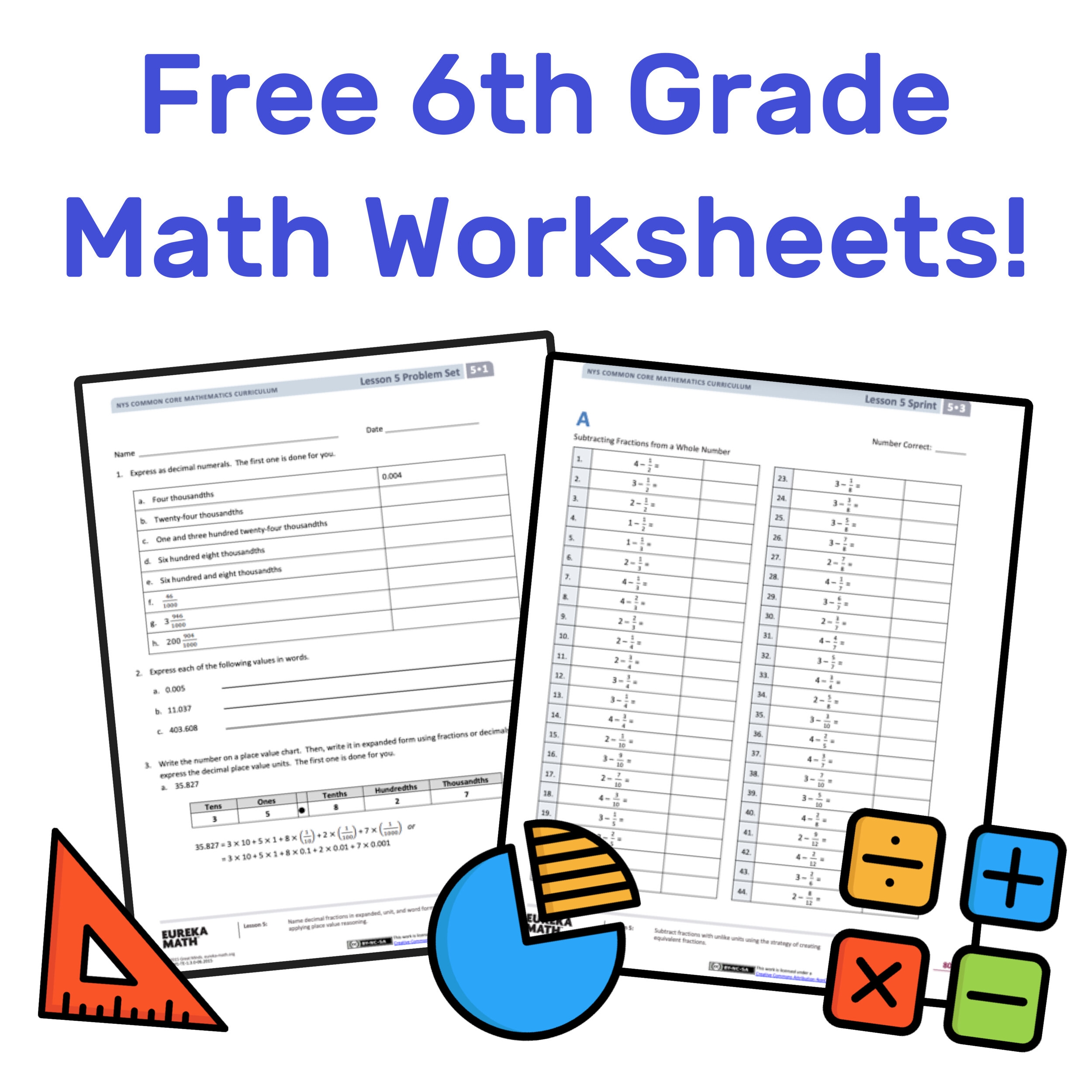 6th Grade Math Worksheets