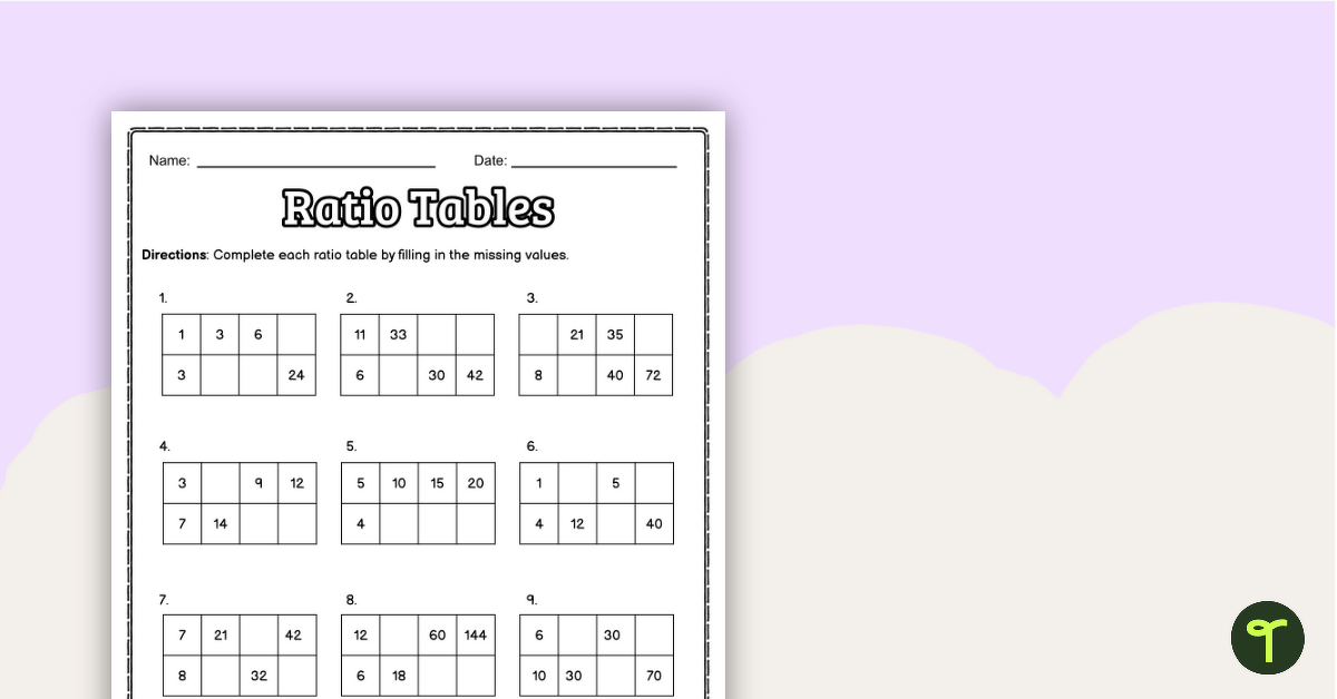 6th Grade Ratio Tables Worksheets Infoupdate