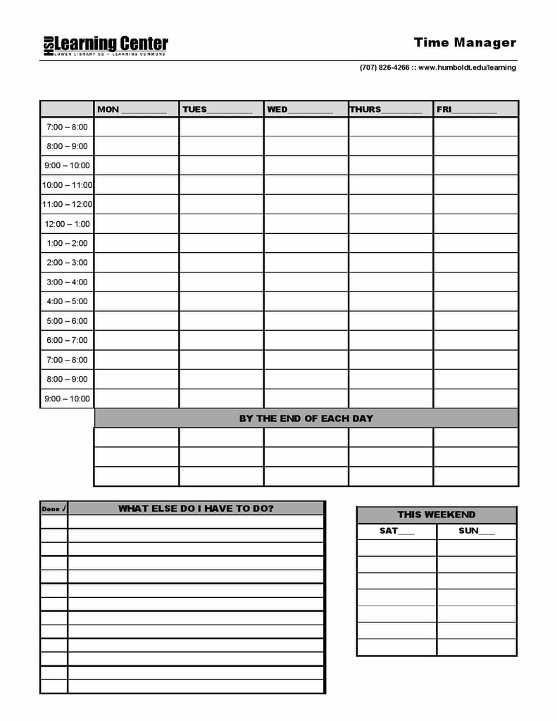 7 Free Time Management Worksheet For Students Adults