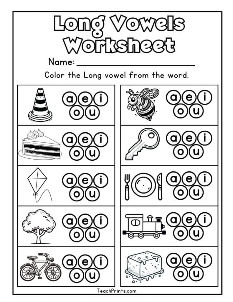 8 Long Vowel Worksheets Free PDF Printables Teach Prints