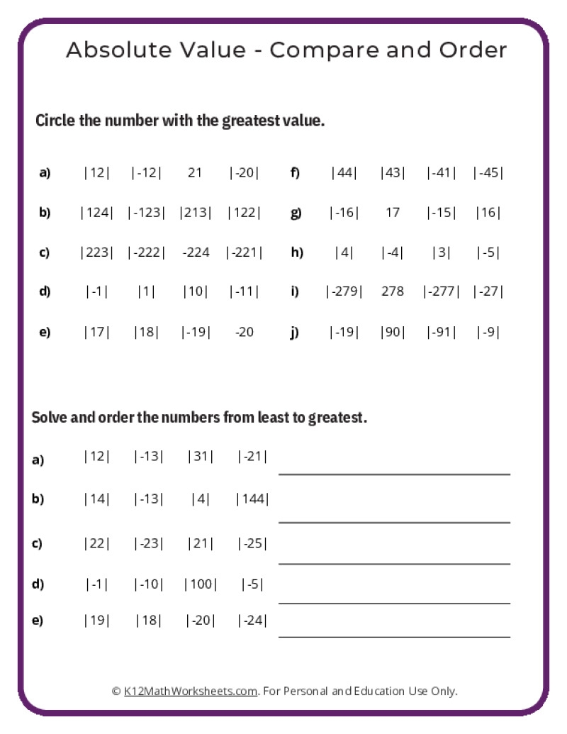 Absolute Value Worksheets Worksheets Library Absolute Value Worksheets Worksheets Library