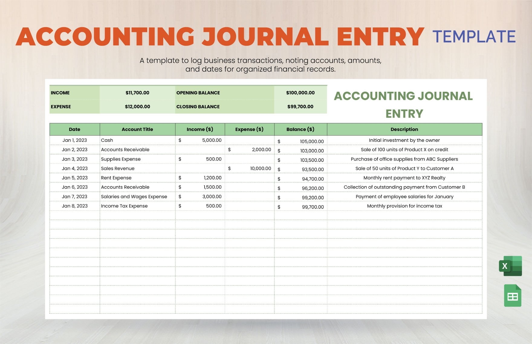 Accounting Journal Entry Template In Excel Google Sheets Accounting Journal Entry Template In Excel Google Sheets