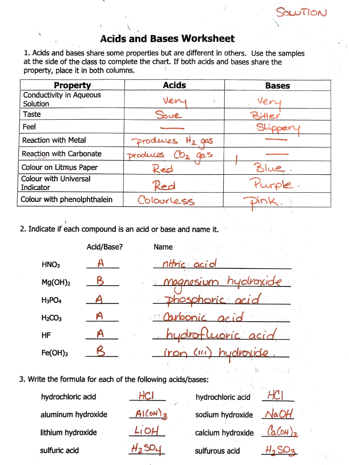 Acid Base Worksheet Answers CHEM 101 Studocu Worksheets Library