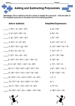 worksheet adding and subtracting polynomials worksheet adding and subtracting polynomials