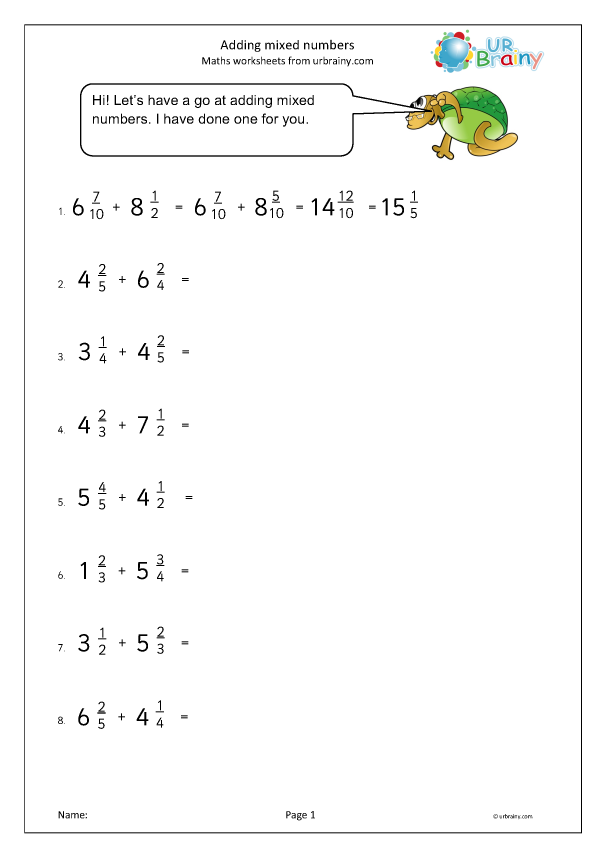 Adding Mixed Numbers Fraction And Decimal Worksheets For Year 6 Adding Mixed Numbers Fraction And Decimal Worksheets For Year 6