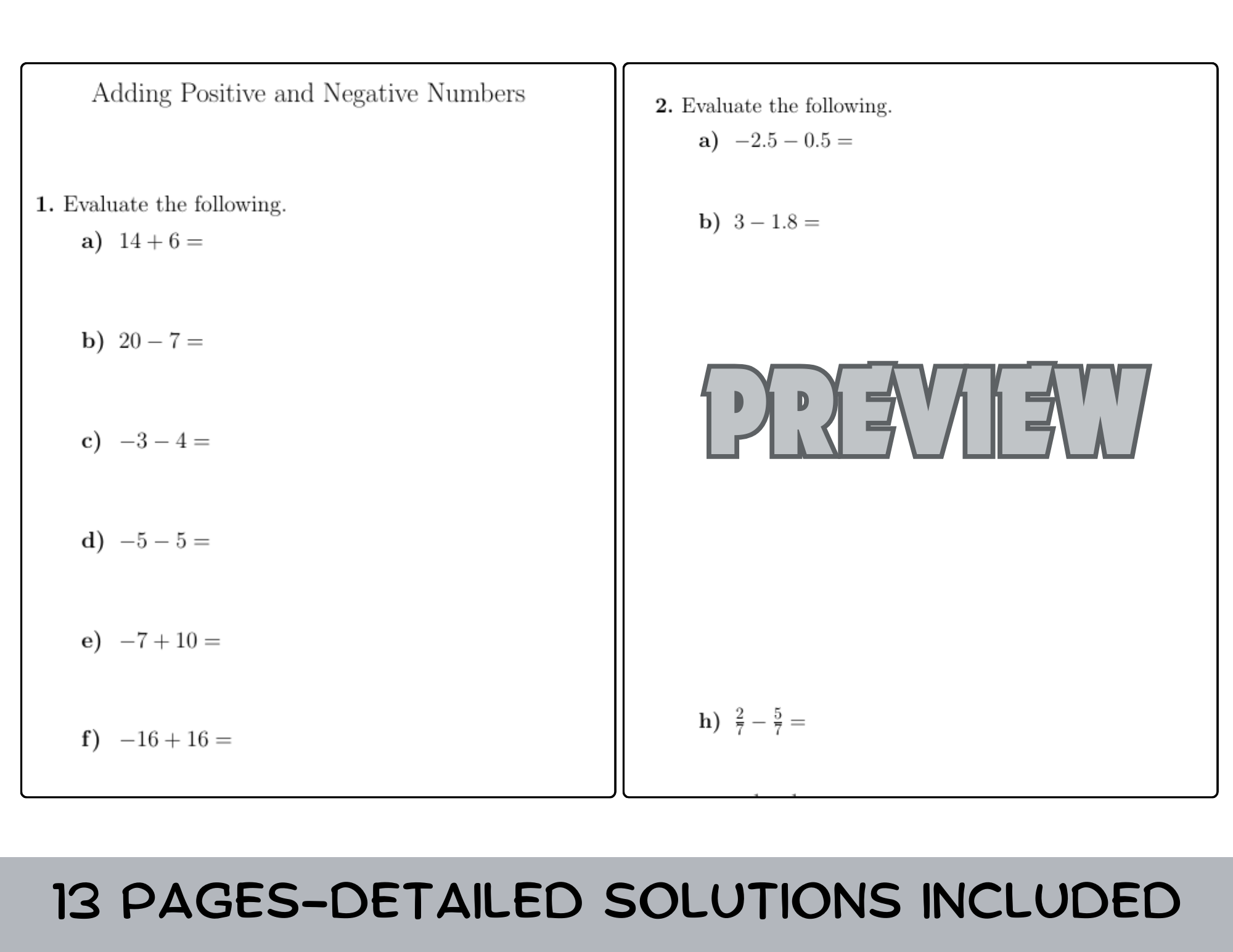 Adding Negative Numbers Worksheet Adding Negative Numbers Worksheet